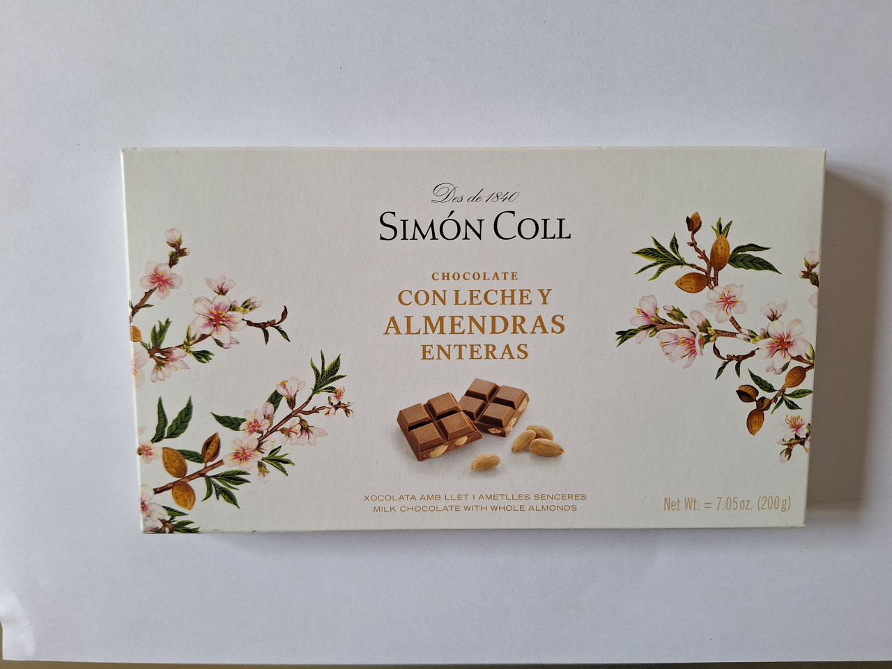Simón Coll Schokotafel Vollmilch 32% ganze Mandeln 200 g